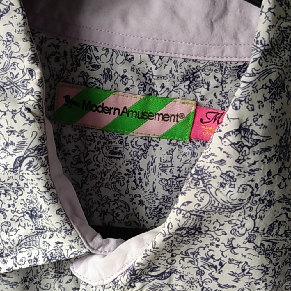 Men's untucked Short sleeve Button down by Modern Amusement in Sz M - Picture 7 of 8